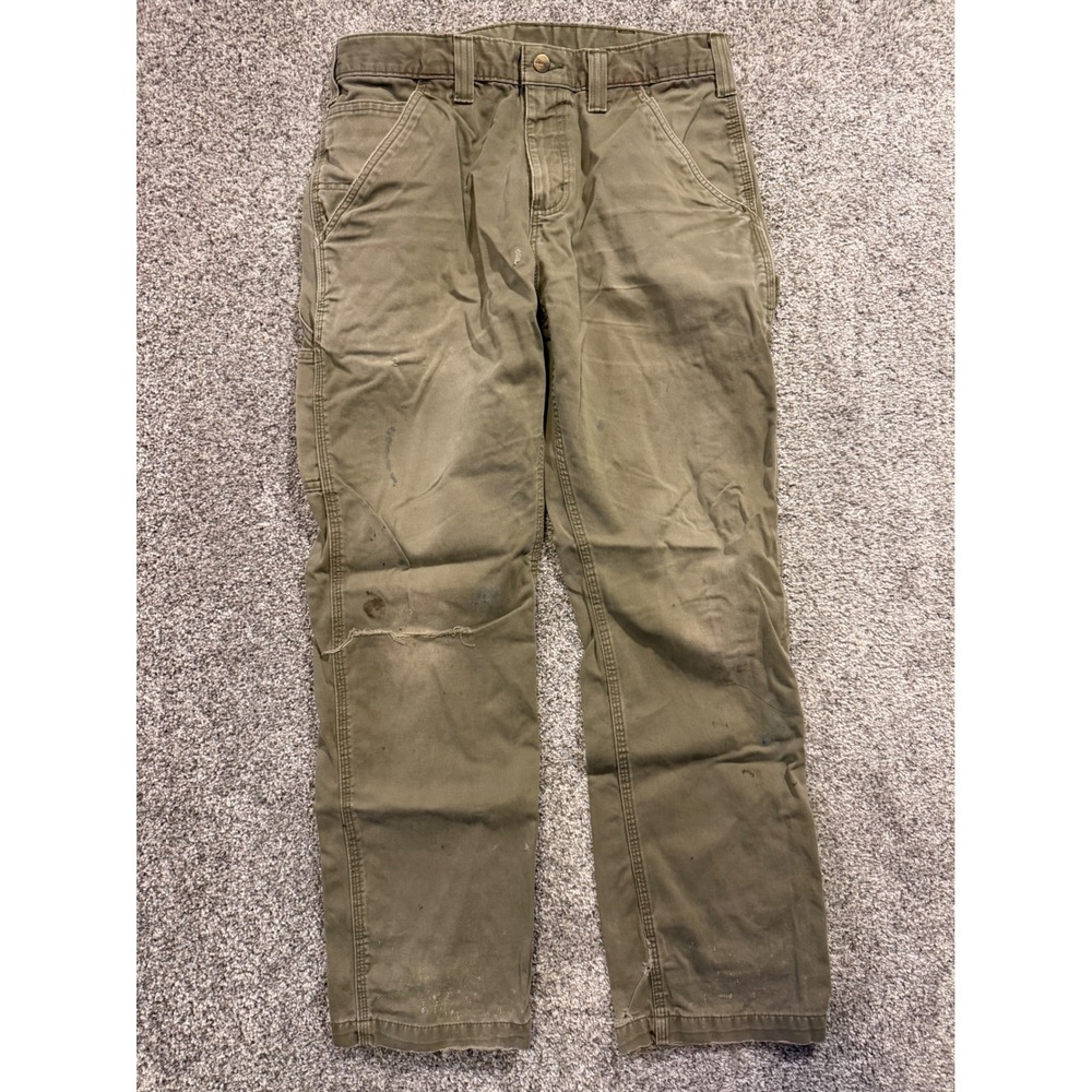 Carhartt Carpenter Pant Men 32x30 Green B324-ARG Relaxed Fit Distressed Utility*